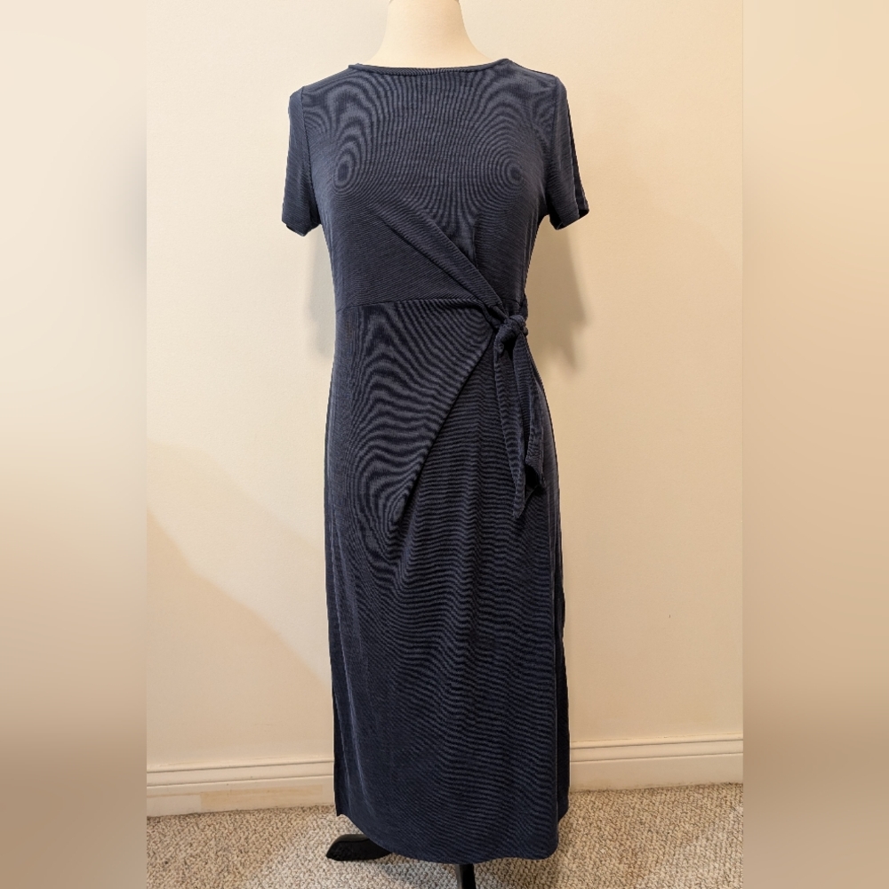 Nicole Miller Navy Blue Waist Defining Modal Travel Women's Maxi Dress Small